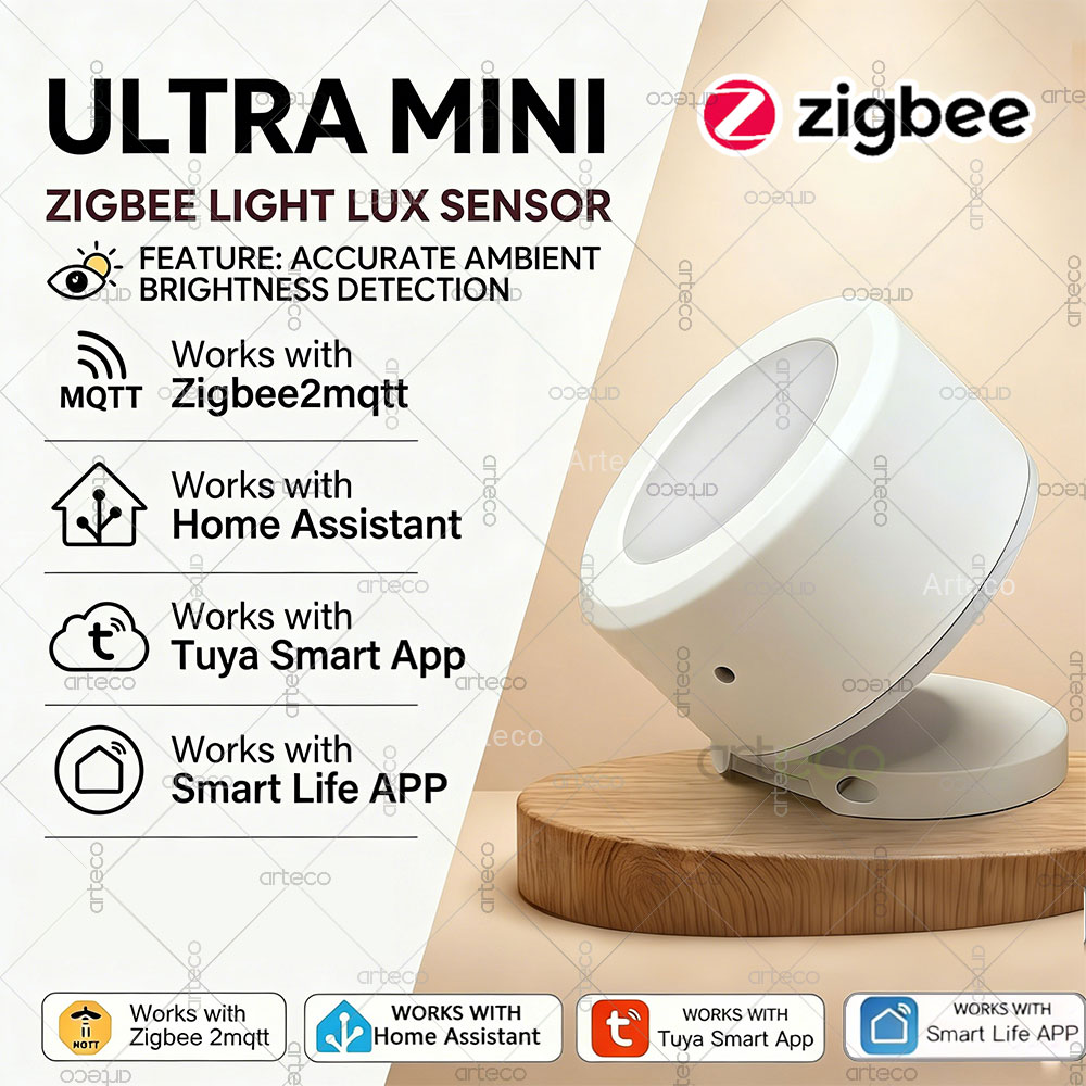 Smart Home For Living - Capteur de lumière Ultra Mini Zigbee,