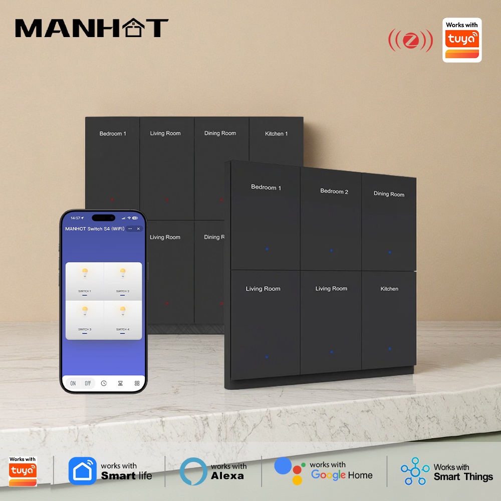 Smart Home Lighting Control - Interrupteur intelligent Zigbee Manhot DIY avec