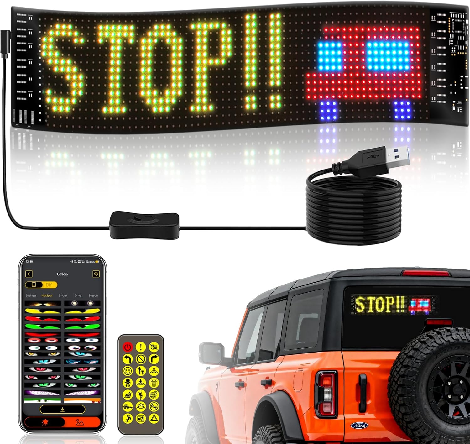 Smart Bulb - Panneau LED flexible pour voiture, panneau