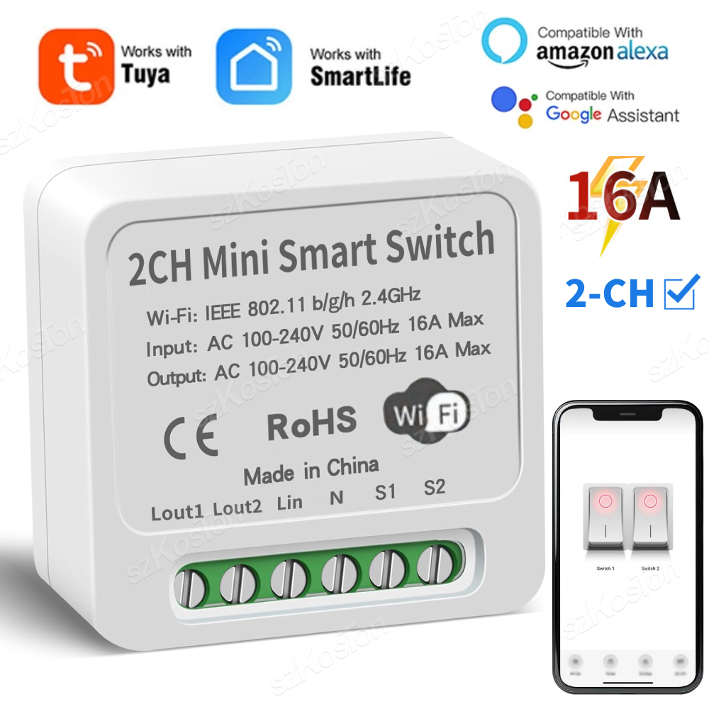 Smart Home Lighting Control - 16A Tuya WiFi Module de commutation