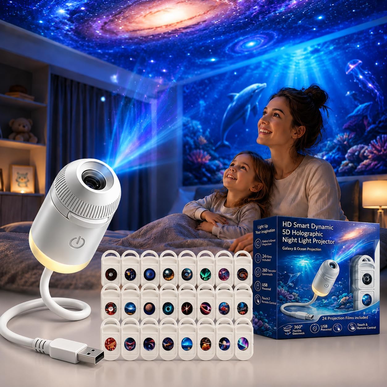 Smart Bulb - Projecteur de lumière nocturne holographique 5D