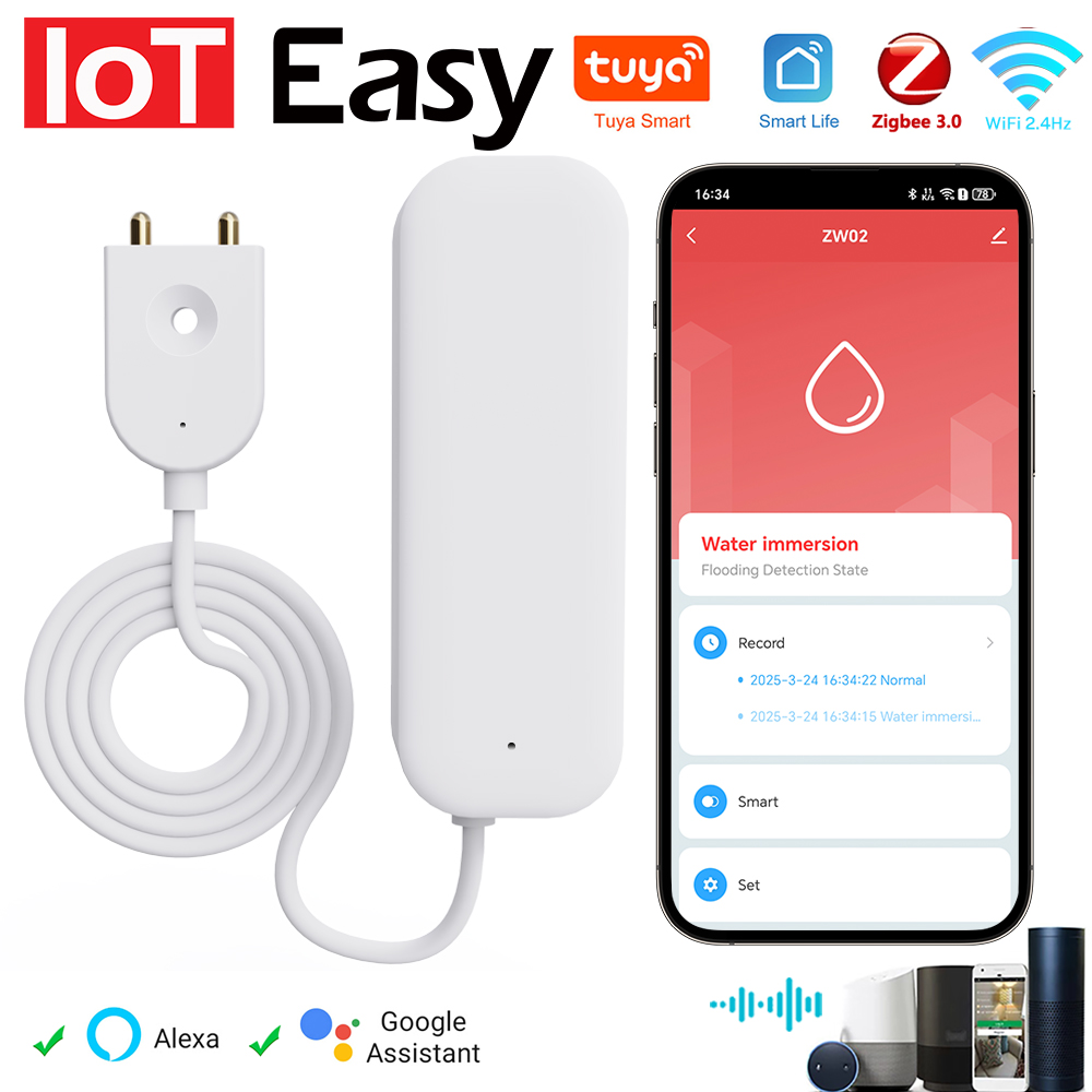Smart Home Network - Tuya WiFi ZigBee capteur d'eau alarme